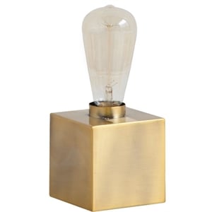 Mercana Visio III 4.5&quotH Gold Tone Square Metal Base Exposed-Bulb Table Lamp