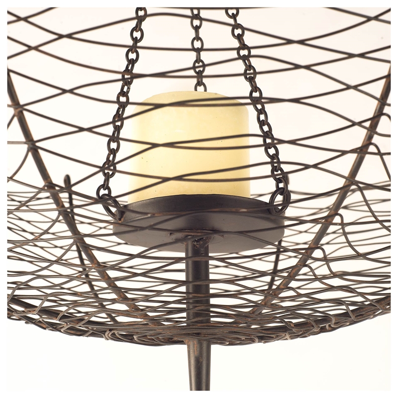 Mercana Furniture Rihanna I Small Black Metal Umbrella Candle Holder Lantern