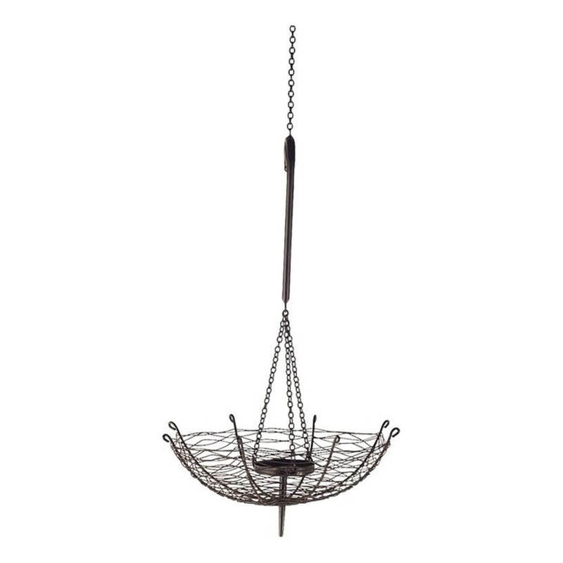 Mercana Furniture Rihanna I Small Black Metal Umbrella Candle Holder Lantern