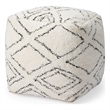 Mercana Tapir Beige Cotton Argyle Pattern Square Pouf