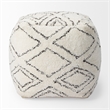 Mercana Tapir Beige Cotton Argyle Pattern Square Pouf