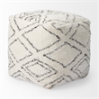 Mercana Tapir Beige Cotton Argyle Pattern Square Pouf