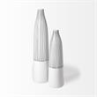 Mercana Furniture Kira I Small White Pinstripe Ceramic Vase