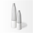 Mercana Furniture Kira I Small White Pinstripe Ceramic Vase