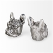 Mercana Furniture and Decor Bruno Resin American Bulldog Bookends in Silver