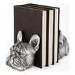 Mercana Furniture and Decor Bruno Resin American Bulldog Bookends in Silver