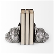 Mercana Furniture and Decor Bruno Resin American Bulldog Bookends in Silver