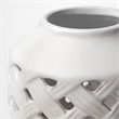 Mercana Forillon I Short White Glazed Lattice Pattern Ceramic Vase