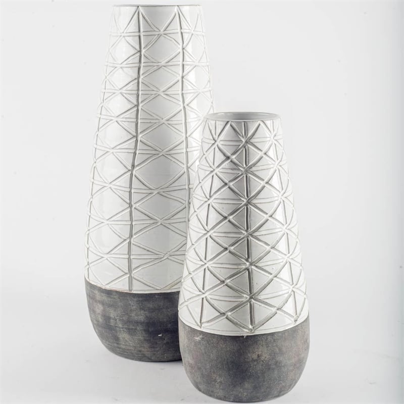 Mercana Harrier II Large Gray Ceramic Dark Base White Vase