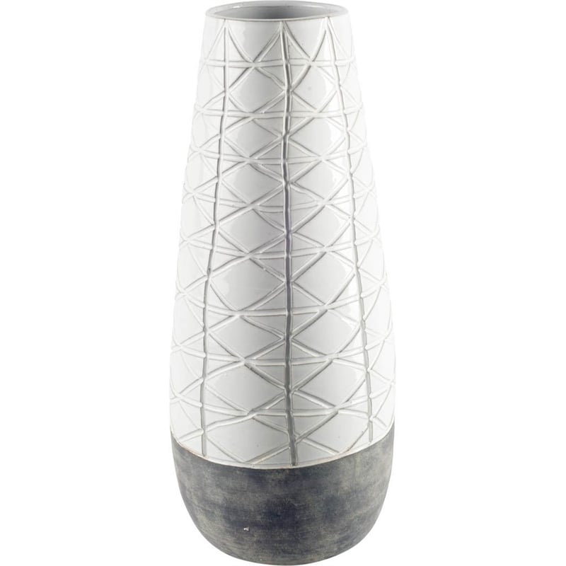 Mercana Harrier II Large Gray Ceramic Dark Base White Vase