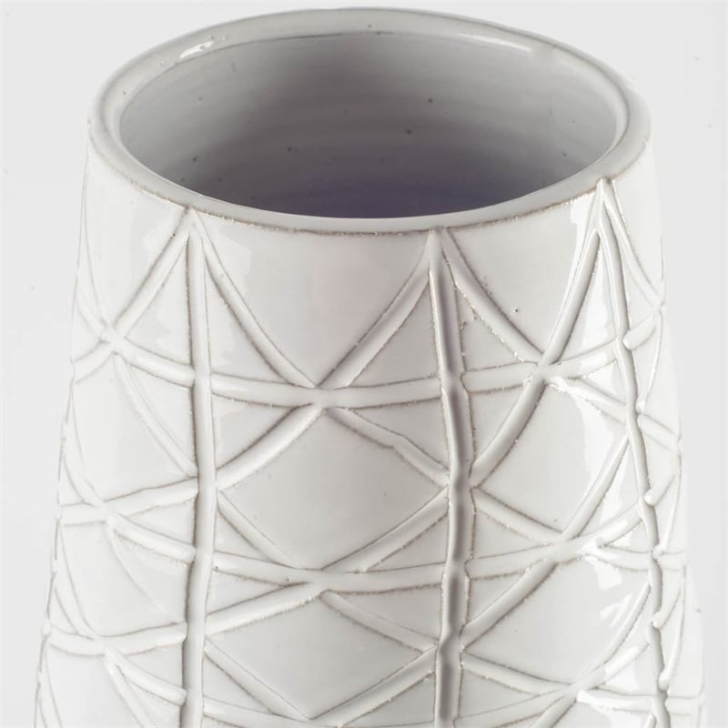 Mercana Harrier II Large Gray Ceramic Dark Base White Vase