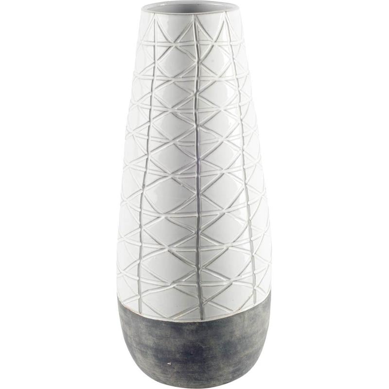 Mercana Harrier II Large Gray Ceramic Dark Base White Vase