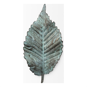 Mercana Brattea 12&quotH Small Rustic Blue/Green Metal Leaf Wall Art