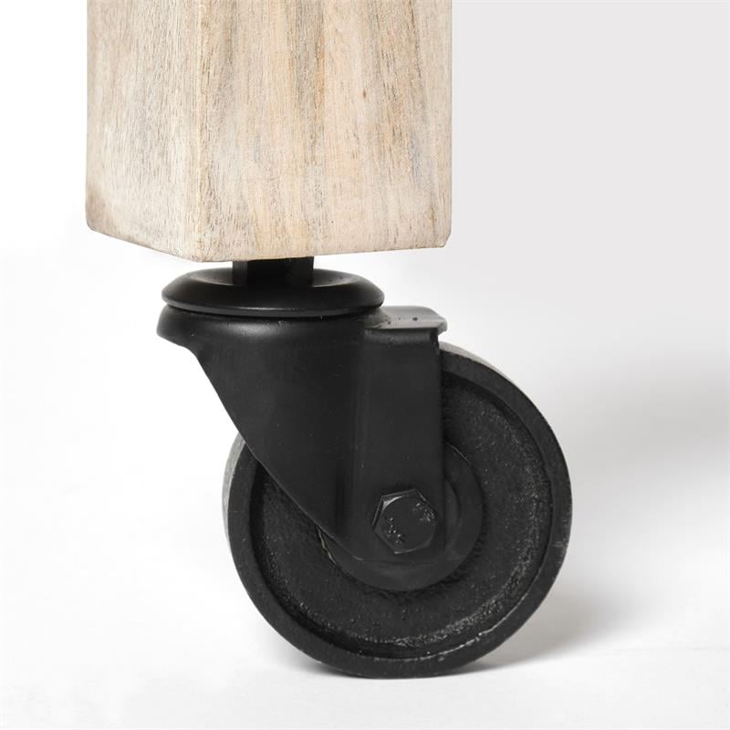 Mercana Columbia I Rolling Kitchen Island in Light Brown and Black