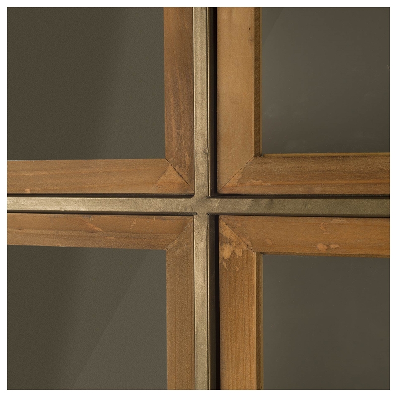 Mercana Pandora I Wood and Metal Glass Door Display Cabinet in Brown