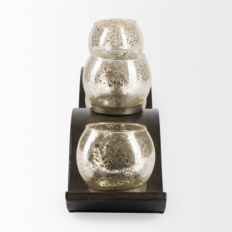 Mercana Lux Copper Metal Five Hurricane Glass Holder Table Candle Holder