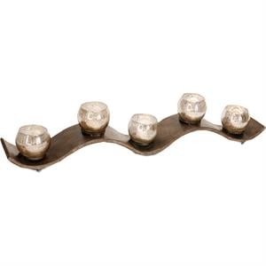 Mercana Lux Copper Metal Five Hurricane Glass Holder Table Candle Holder