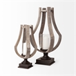 Mercana Brillion Large Brown Rustic Wood/Metal Table Candle Holder