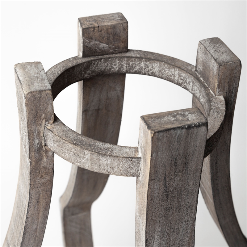 Mercana Brillion Large Brown Rustic Wood/Metal Table Candle Holder