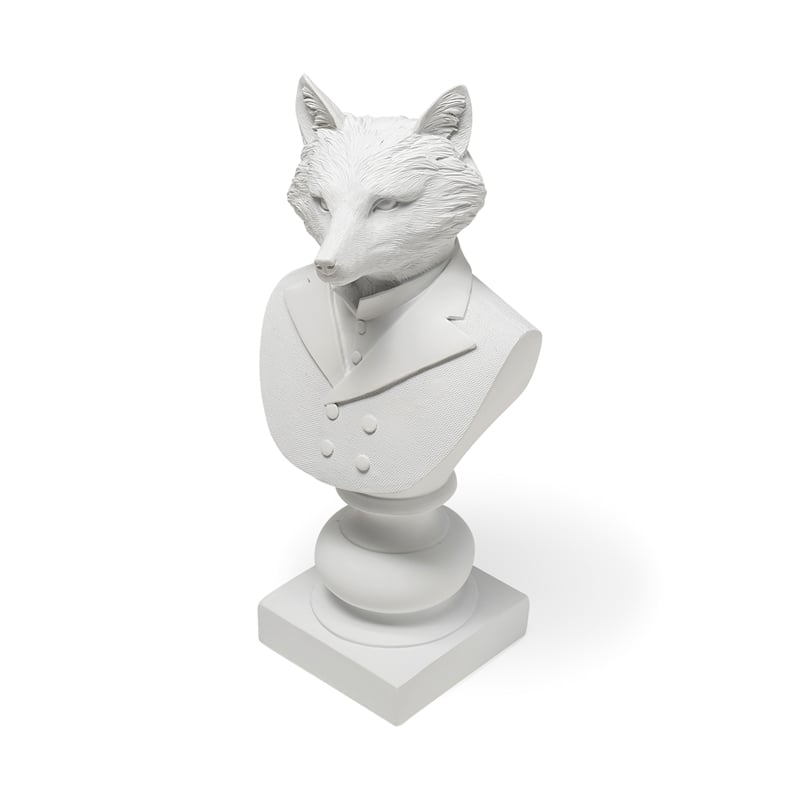 Mercana Murray White Resin Fox Bust Finished in a White Suit