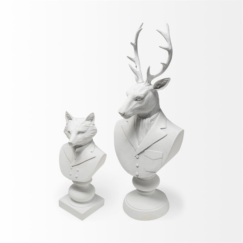Mercana Murray White Resin Fox Bust Finished in a White Suit