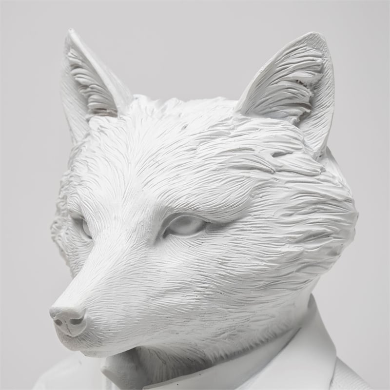 Mercana Murray White Resin Fox Bust Finished in a White Suit