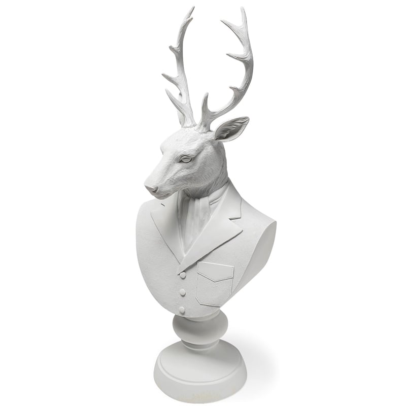 Mercana Mozart White Resin Decorative Deer Bust in a White Suit