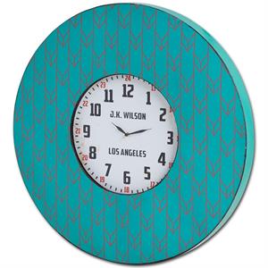 Mercana Calabash I 33&quot Oversize Blue Wood Contemporary Wall Clock