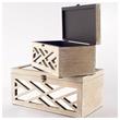 Mercana Furniture Set of Two Wooden Brown Chevron Boxes