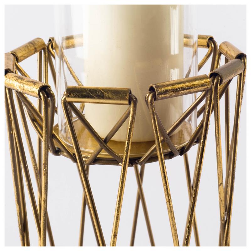 Mercana Othello I Tall Antiqued Brass Metal Table Candle Holder