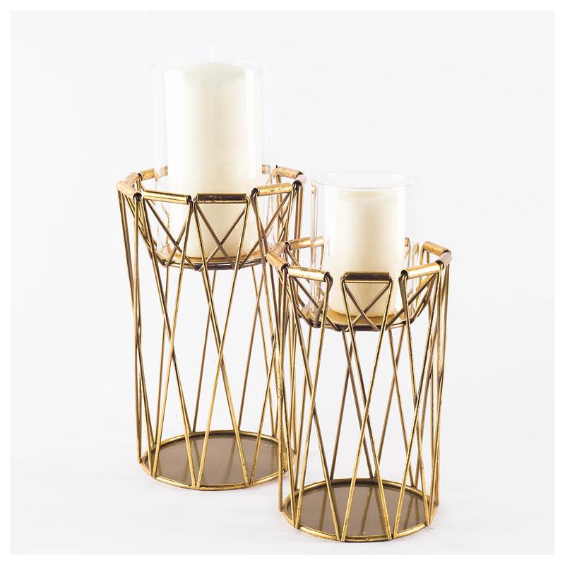 Mercana Othello I Tall Antiqued Brass Metal Table Candle Holder