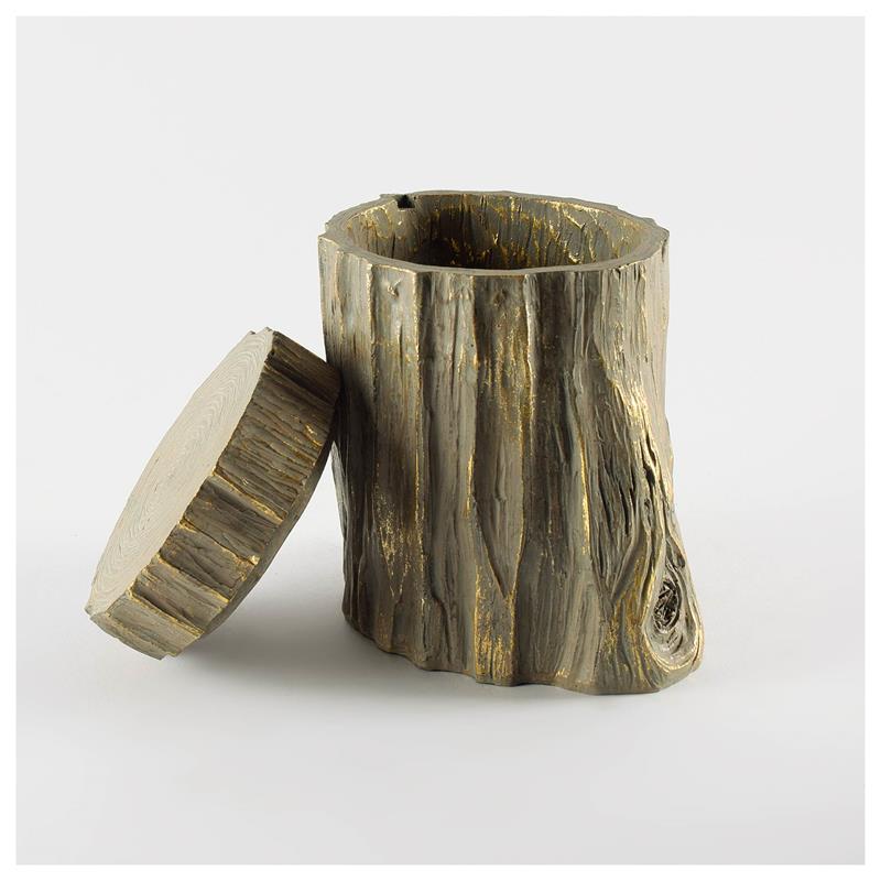 Mercana Willow I Short Brown Resin Stump Storage Box in Resin