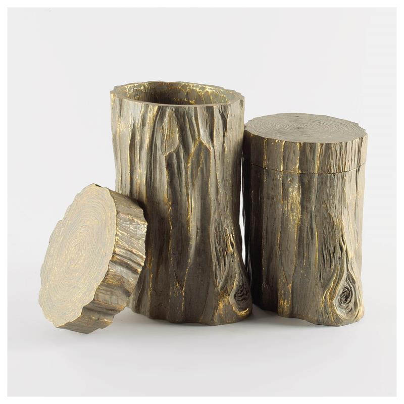 Mercana Willow I Short Brown Resin Stump Storage Box in Resin