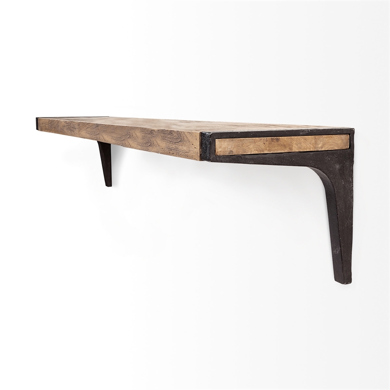 Mercana Dion I Large Brown Wood Wall Shelve