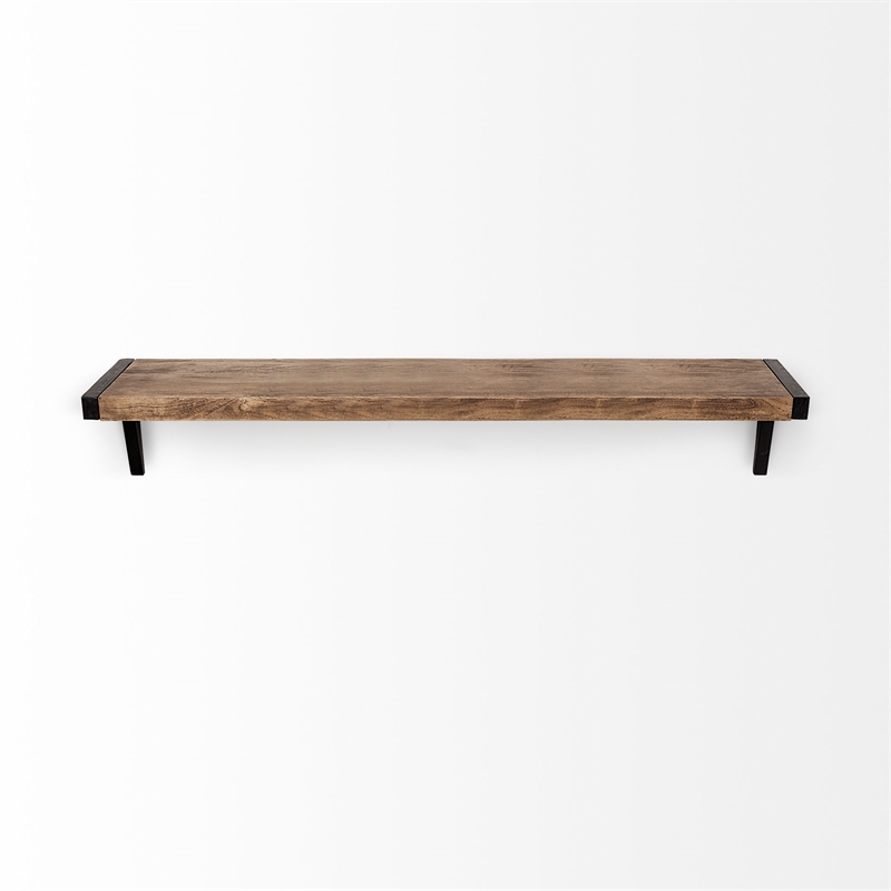 Mercana Dion I Large Brown Wood Wall Shelve