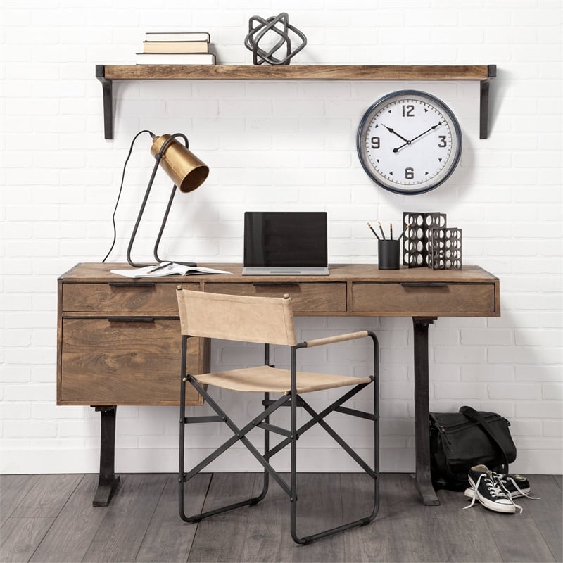 Mercana Dion I Large Brown Wood Wall Shelve