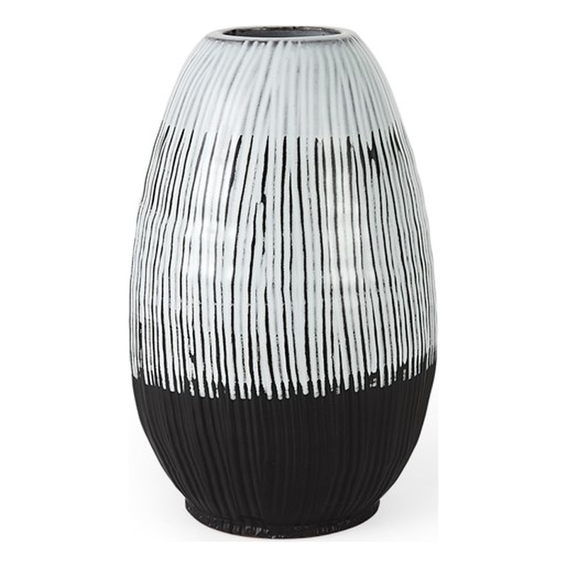 Mercana Tanami II Short Dark Brown/White Glazed Ceramic Vase