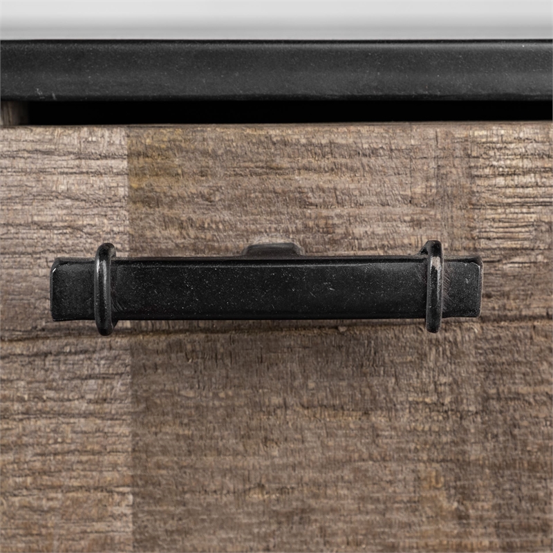 Alvin 82x20 Brown Solid Wood Black Metal Frame 3 Drawer 2 Cabinet Door Sideboard