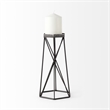 Mercana Sixx II Large Antiqued Silver Metal Hexagonal Table Candle Holder