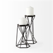 Mercana Sixx II Large Antiqued Silver Metal Hexagonal Table Candle Holder