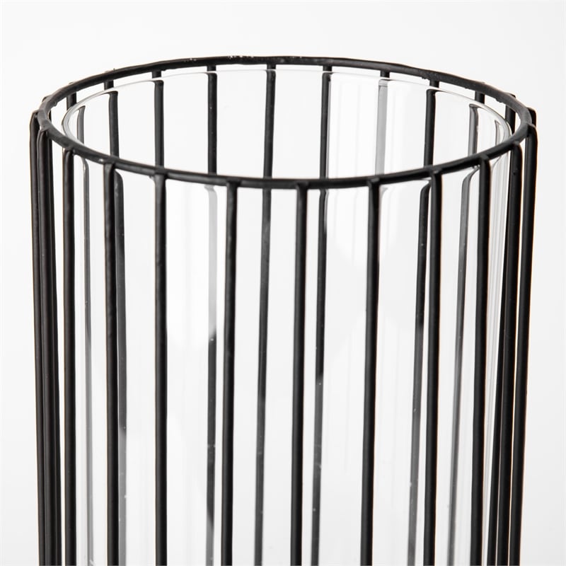 Mercana Velo II Large Black Metal Cylindrical Table Candle Holder