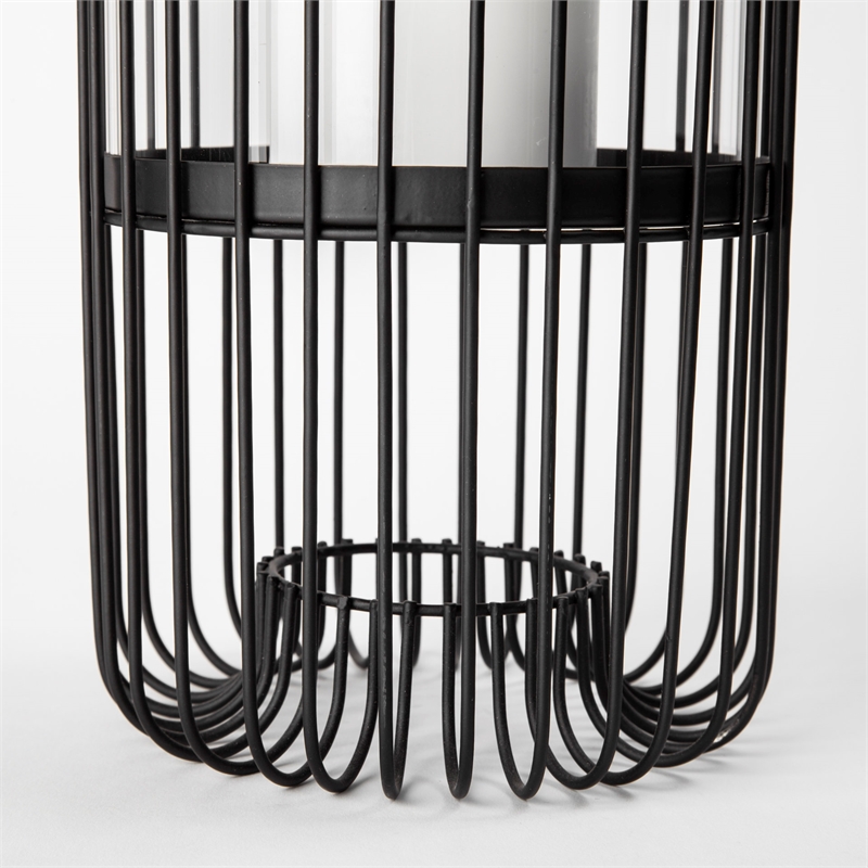 Mercana Velo II Large Black Metal Cylindrical Table Candle Holder