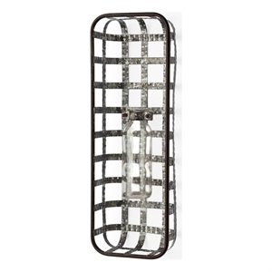 Mercana Margaret Wall Mounted Silver Metal Basket w/Glass Bottle for Botanicals