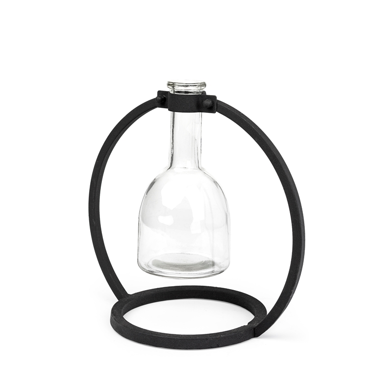Mercana Monica I Short Black Metal Glass Bottle Vase