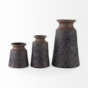 Mercana Sefina III Large Brown/Black Patterned Ceramic Vase