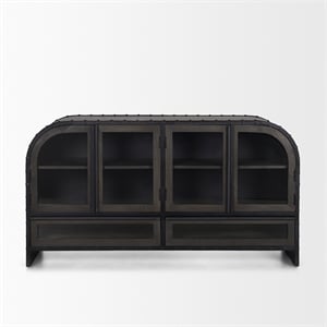 Mercana Gehry I 62.3x16.5 Black Metal w/Wood 4 Cabinet Door 2 Drawer Sideboard
