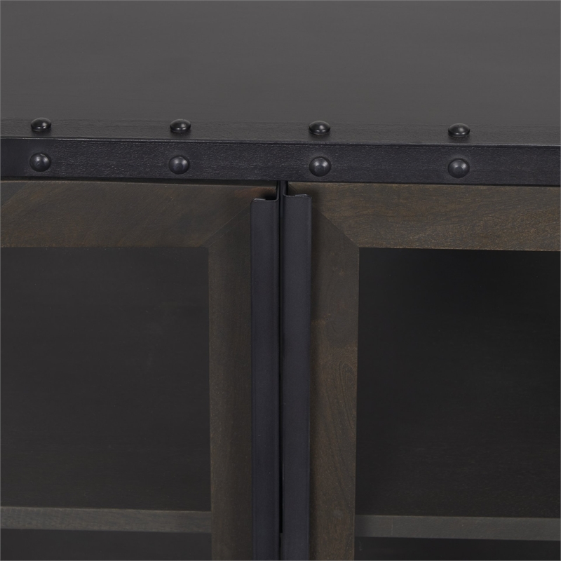 Mercana Gehry I 62.3x16.5 Black Metal w/Wood 4 Cabinet Door 2 Drawer Sideboard