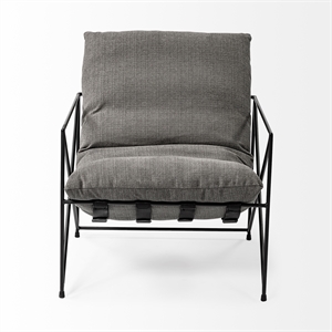 Mercana Leonidas Gray Fabric Wrap Black Metal Frame Accent Chair