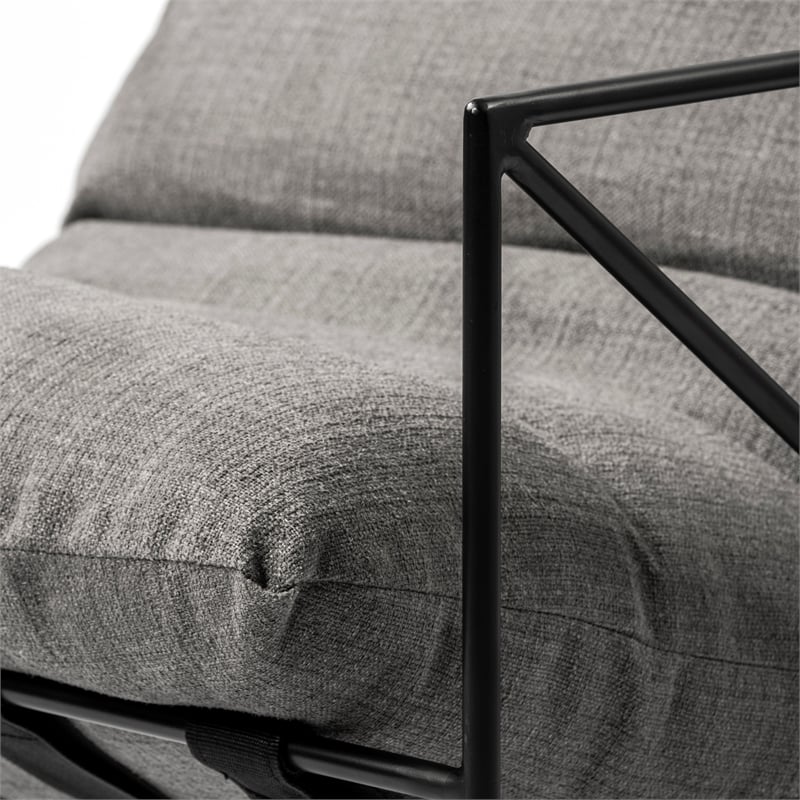 Mercana Leonidas Gray Fabric Wrap Black Metal Frame Accent Chair