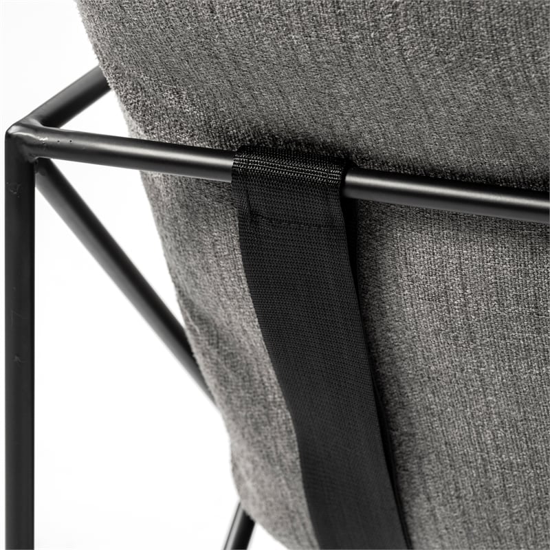 Mercana Leonidas Gray Fabric Wrap Black Metal Frame Accent Chair